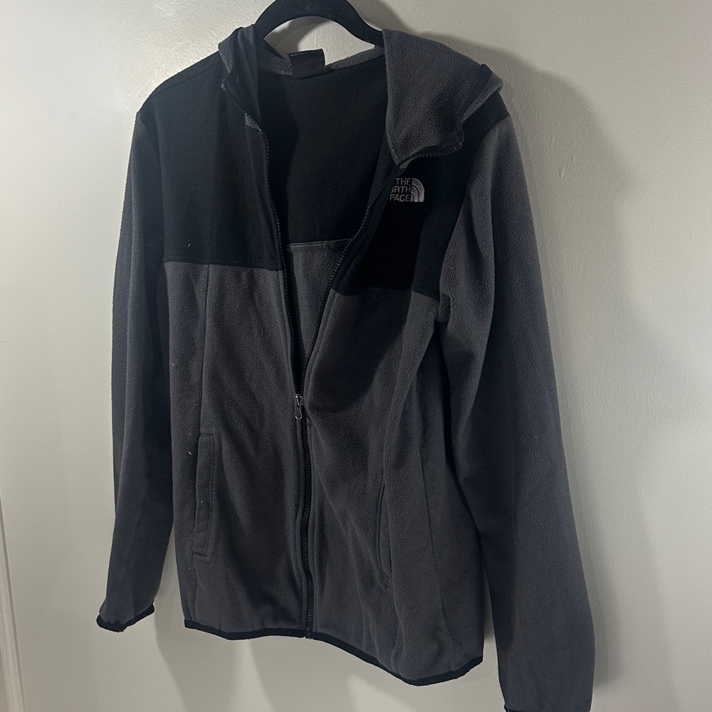 The North Face Two-Tone Black and Gray Fleece Jacket Boys XL Hooded - Picture 5 of 6